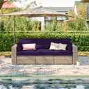 8 Pcs Outdoor Patio Cushion Covers, Replaceable Waterproof Furniture Covers, Outdoor Non-Slip Covers with Zippers, Covers Only, Purple