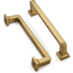 khtumeware 6 Pack Brushed Brass Cabinet Pulls, 5 Inch(128mm) Hole Centers Cabinet Handles Kitchen Hardware Straight Bar for Cabinets and Drawer Pulls