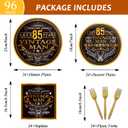 Wiooffen 96 Pcs Vintage 85th Party Tableware Set Back in 1941 85th Theme Birthday Party Table Decoration Supplies Cheers to 85 Years Paper Plate Napkin Fork 24 Guests for Men