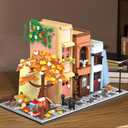 Creative Bookcase Building Set, Cafe House Building Block Toy Gift for Adults,Mini Bricks