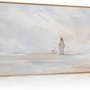 Watercolor Jesus Leaves the 99 Sheep Framed Canvas Wall Art-40"x20"