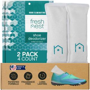 Shoe Deodorizer with Zeolites 2-Pack - Odor Eliminator, Air Freshener, Smell Absorber, Sneakers, Gym Bags, Soccer Cleats, Closets, Pet Area, Reusable - Shoe Deodorant