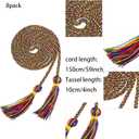 Trounistro 8 Pieces Graduation Cords Yarn Honor Cords with Tassel for College Graduation Students (Rainbow Color)