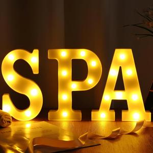 3 Pcs Spa Party Decoration Light up LED Letters 8.58" Spa Themed Party Decorations Supplies for Adults Women Home Decoration