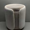 Vanity Chair with Storage, Round Boucle Vanity Stool No Wheels, Swivel Ottoman Chair with Upholstered for Women, Makeup Chairs Accent Stool with Back for Living Room, Gold Base, Beige