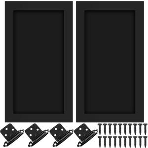 Cinnvoice 2 Pcs Pine Kitchen Cabinet Door Replacement with 4 Pcs Cabinet Hinges Wood Shaker Door Front Replacement for Kitchen, Bathroom, Vanity(Black,12" W X 24" H)