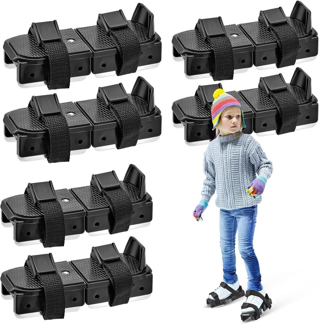 Poen 4 Pairs Toddler Ice Skates, Kids Adjustable Double Runner Ice Skates with Hook and Loop Fastener Straps, Black Toddler Skating Shoes Double Blade for Winter Kids Training Shoes Beginner Youth