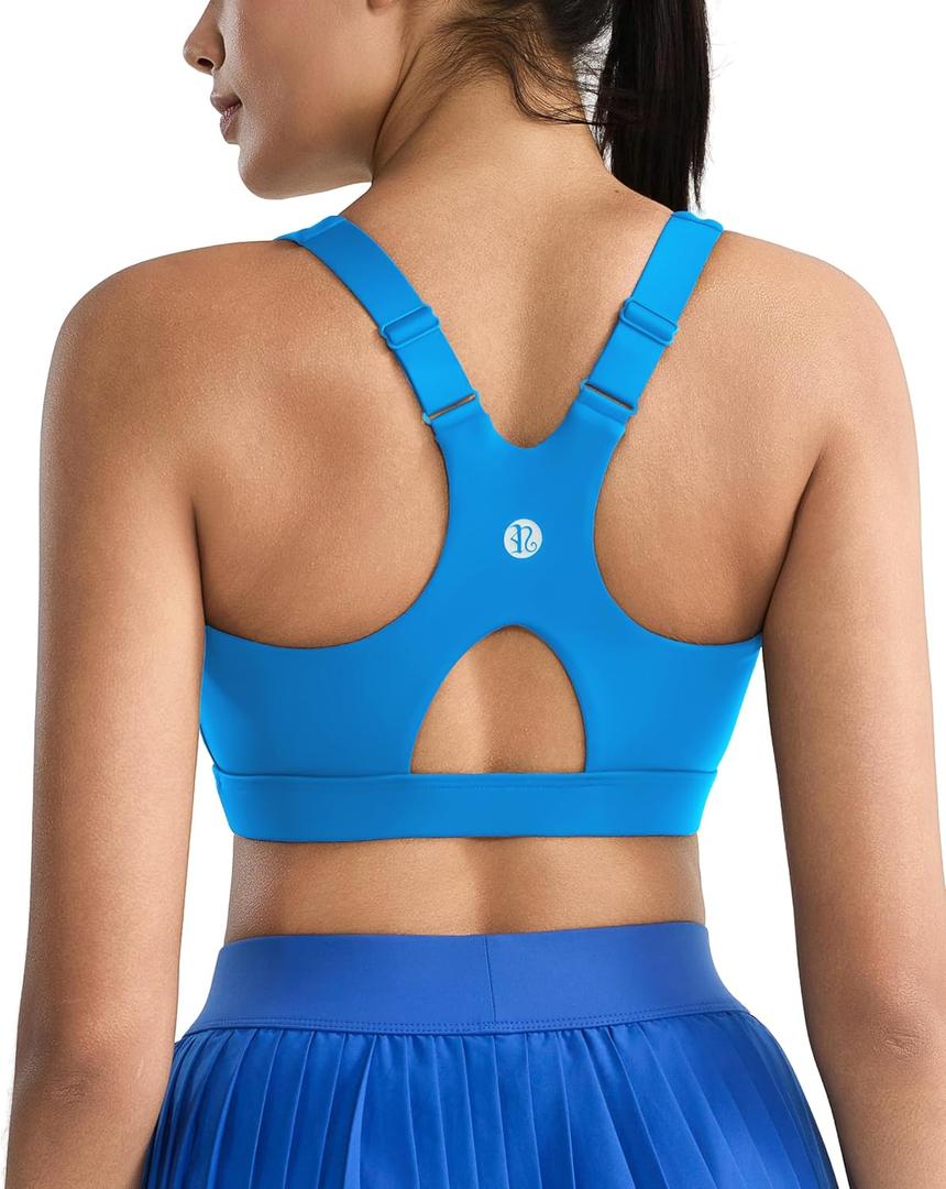 RUNNING GIRL High Impact Sports Bras for Women High Support Molded Cups, Adjustable Straps Sports Bra with Sewn in Pads (Large, Dazzling Blue)