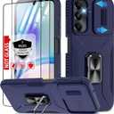 for Samsung Galaxy A05s Case with Slide Camera Cover & Screen Protector (2 Packs), [Military Grade] Shockproof Rotation Ring Holder Kickstand Protective Case for Galaxy A05s, Blue