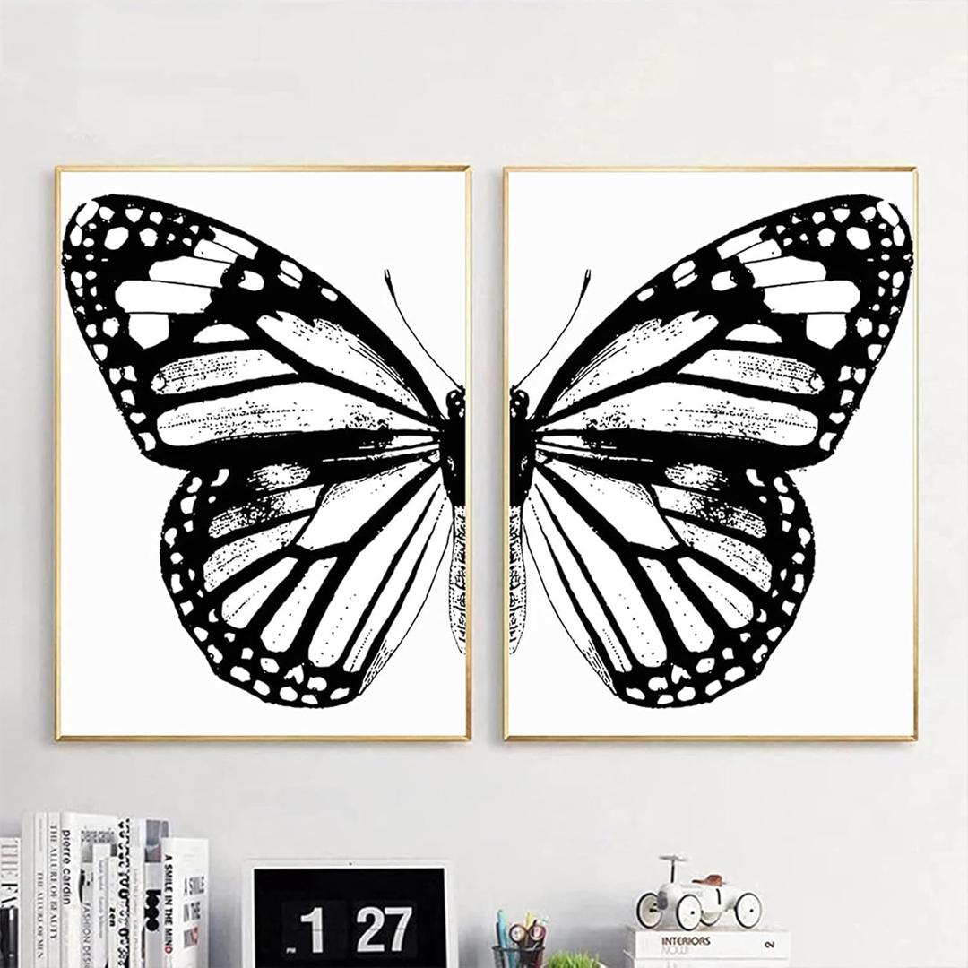 Monarch Butterfly Wall Art Left Right Butterfly Wing Poster Vintage Butterflies Wall Art Canvas Print Vintage Butterflies Black and White Poster Abstract Canvas Poster Home Decor Artwork Unframed (16L" x 24W") Monarch Butterfly Wall Art Left Right Butterfly Wing Poster Vintage Butterflies Wall Art Canvas Print Vintage Butterflies Black and White Poster Abstract Canvas Poster Home Decor Artwork Unframed (16L" x 24W")