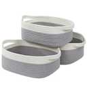 Baskets, Set of 3 for Home, Office, Dorm Room, Living Room, Bedroom, Bathroom, Nursery Storage and Organization (12x8x8in/11x7x7in/8x6x4in)
