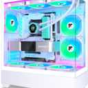 PC Case - Pre-Installed 6 PWM ARGB Fan, ATX Mid-Tower Gaming PC Case, Type-C,FOIFKIN (White, F1)