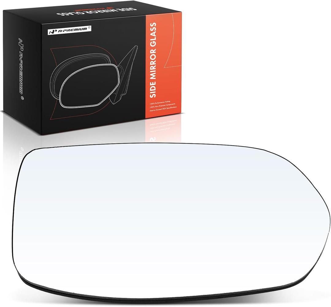 A-Premium Right Passenger Side Heated Mirror Glass with Backing Plate - Compatible with Honda CR-V CRV 2012-2022, HR-V HRV 2016-2022 - Exterior Side View Convex Mirror