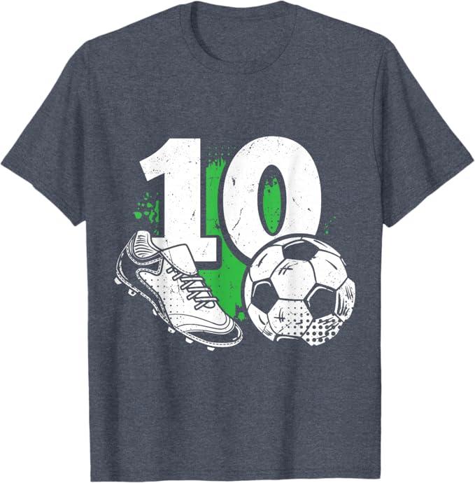 10th Birthday Boy Soccer Player 10 Years Old Boy T-Shirt, Large