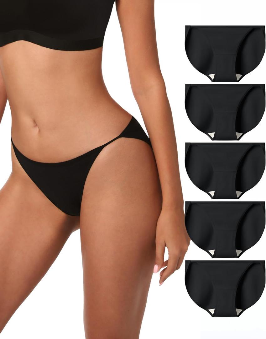 LUCKMEEY Cotton Underwear for Women Sexy Underwear High-Cut Underwears No Show Underwears Panties No Line Briefs 5 Pack X-Large