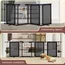 Freestanding Dog Gate, 100" Extra Wide Pet Gate with Auto-Close Door, Foldable Grip-Resistant Dog Fence for Indoor/Outdoor, 29" Tall Pet Barrier for Stairs/Doorways/Fireplace (4 Panels, Black)