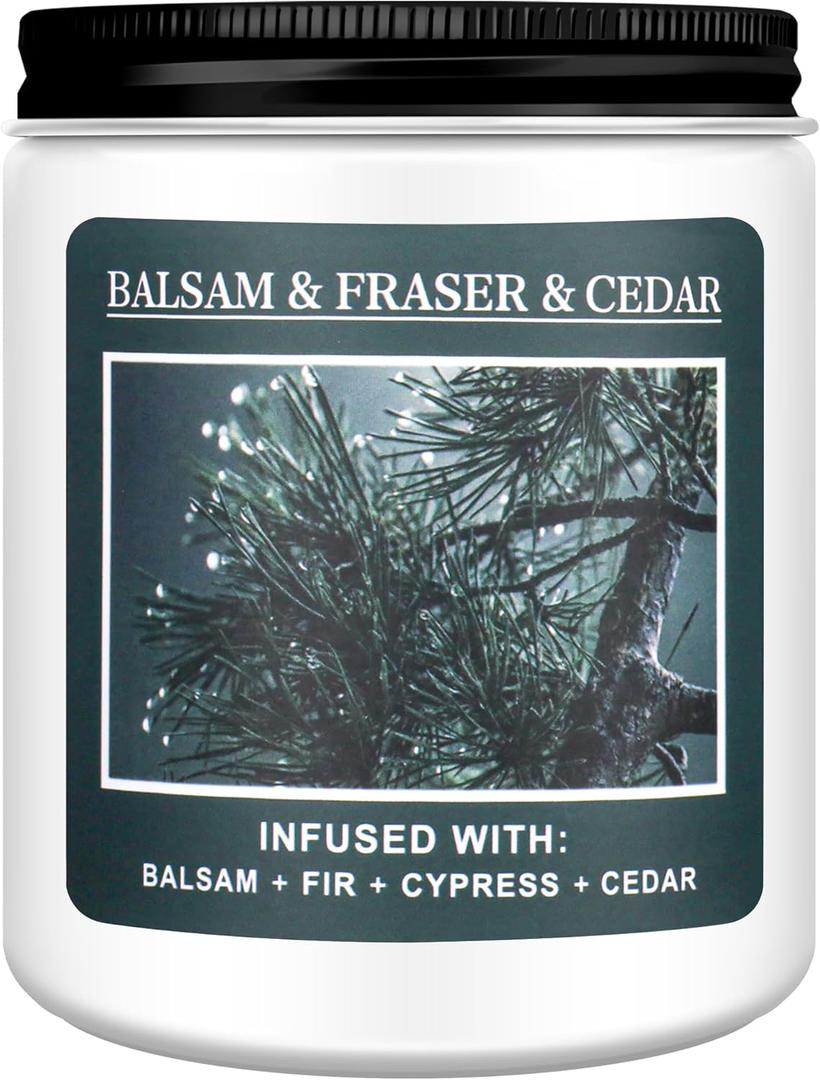 Homsolver Christmas Tree Fir Pine Candles, Christmas Holidays Balsam Candles, Balsam & Fraser & Cedar Scent with 50+ Hours Burning Time, Unique Gifts for Women