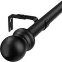 HOSKO 1 Inch Black Curtain Rods - Curtain Rods for Windows 66 to 120 Inches - Including Three Mounting Metal Brackets (Black)