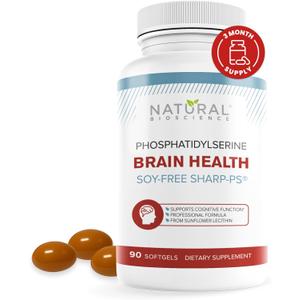 Soy Free Phosphatidylserine 100mg - Phosphatidylserine Supplement from Sunflower Lecithin, Patented Sharp PS100, Brain Health, Memory Aid, Cortisol Control, Mental Sharpness, Non GMO, 90 Softgels