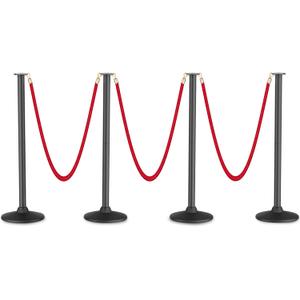 RoadHero Plastic Stanchion Post, Red Carpet Ropes and Poles with Weighted Base, Velvet Rope Barrier for Crowd Control, Party and Movie Theater, 4 PCS (34.8 Inch)