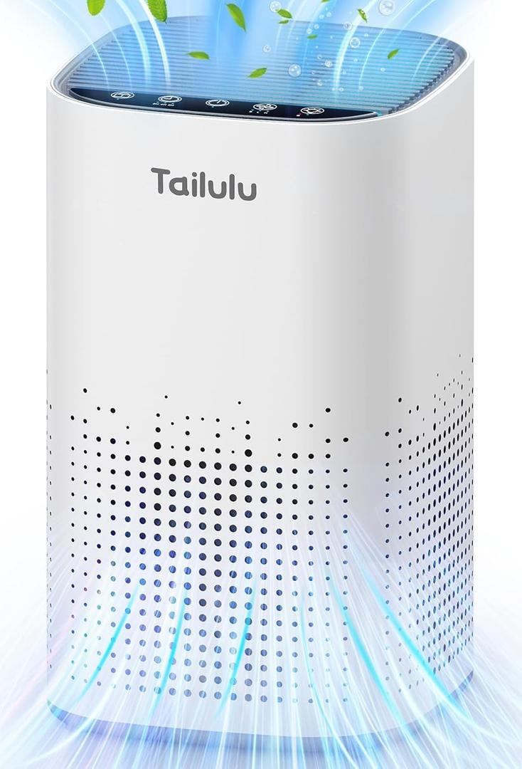 Air Purifiers for Home Large Room up to 1500ft,Tailulu H13 True HEPA Air Cleaner with 360Air Inlet, 15dB Air Purifier for Bedroom with Sleep Mode,Speed Control,Timer, for Odor Dust Smoke (White)