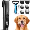 PAPMINI Dog Clippers for Grooming Thick Hair with Undercoat Rake, Low Noise Cordless Dog Grooming Kit with 2 Replacement Blade, Rechargeable Cat Shaver Timmer for Pets (Glossy black)