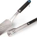 Napoleon Accessory 70032-2 Piece Toolset - BBQ Grill Toolset, Stainless Steel, Ergonomic Handles, Heat Safe Rubber Grip, Includes Tongs, Extra Long Multifunctional Spatula, Detatchable Hanging Loops