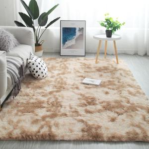 Shag Area Rugs for Bedroom Living Room,5X8 Ultra Soft Fluffy Area Rugs for Dorm, Indoor Carpet Nursery Rugs for Kids Room Home Decor,Camel