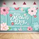 KatchOn, Happy Mother's Day Banner - 72x44 Inch, Pastel Teal | Mothers Day Decorations | Cloth Fabric Material, Includes White Ribbon (32 Feet)