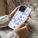 for iPhone 13 Pro Case, Wireless Charging Compatible,Dual-Layer Protection with Stylish Wildflower Design, Soft Silicone + Hard Shell, Cute Chic Phone Cover for Women - Blue Safari Delight
