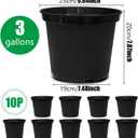 RooTrimmer 3 Gallon Plastic Nursery Pots, 10 Inch Round Plant Pots with Drainage Holes, 10 Pack Planting Pot for Outdoor Indoor Plants, Gardening Gifts for Women, Black