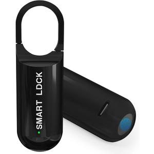 Smart Fingerprint Padlock for Locker, Small Rechargeable Fingerprint Lock, Keyless Biometric Thumbprint Padlock for Gym School Locker, Suitcase, Backpack (Black)