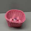 Hestya Kids Bike Basket Set for 12-14 Inch Bikes, Wicker Basket, Handlebar Bicycle for Girls Colorful Streamers Daisy Bell Decoration Girls Bike Accessories Gift for Girl Boy (Pink)