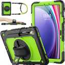 SEYMAC stock Case for Samsung Galaxy Tab S10 Lite / S10 FE / S9 FE 5G / S9 Tablet Case 10.9''/ 11'' Protective with Screen Protector, Pen Holder, 360 Rotate Stand, Hand Strap, Shoulder Strap, Green1