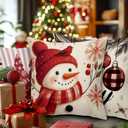 BBOLDIN Classic Christmas Throw Pillow Covers 18x18 Couch Cushion Covers, Xmas Holiday Tree Snowman Decorations for Bedroom Home, Country Striped Farmhouse Plaid Pillow Cases Winter Decor Set of 4