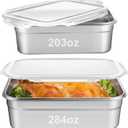 2 Pcs Large Stainless Steel Marinating Containers with Lids, Food Storage Containers for Refrigerator, Leak-proof & Stackable for Meal Prep, Meat(284oz/8.4l + 203oz/6l,No Handle)