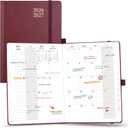 POPRUN Monthly Planner 2026-2027, 6.25" x 8.5", 18 Month (Jul 2026 - Dec 2027) Calendar Book, Academic Calendar Planner with Monthly Tabs, Inner Pocket, Hard Cover, 100GSM Paper - Burgundy