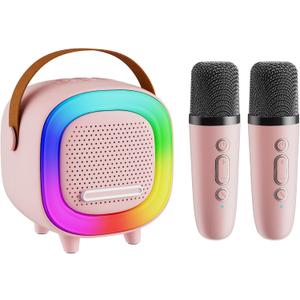 Mini Karaoke Machine Speaker for Kids Adults, Portable Bluetooth with 2 Wireless Microphones, Christmas Birthday Gift Ideas for Toys for Teens Boys and Girls Aged 4, 5, 6, 7, 8, 9, 10, 11, 12+