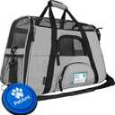 PetAmi Airline Approved Pet Carrier for Cat, Soft Sided Dog Carrier for Small Dogs, Cat Travel Supplies Accessories for Indoor Cats, Ventilated Pet Carrying Bag Medium Large Kitten Puppy, Large Gray (Large - 19.5"L x 10.2"W x 12"H)