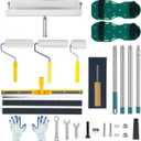 Complete Self Leveling Cement Tool Kit, Professional Epoxy Floor Kit Tools with Spiked Roller with Splash Guard, Spike Shoes, Paint Roller, Trowel, Scraper & Extension Pole (Upgrade Set)