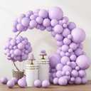 RUBFAC 129pcs Pastel Purple Balloon Arch Kit Different Sizes 18 12 10 5 Inches, Light Purple Lavender Balloons Garland for Birthday Baby Shower Gender Reveal Wedding Party Decoration