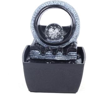 5.11inch Small Indoor Water Fountains Tabletop Decoration with LED Light, Rockery Water Fountain Desktop Water Fall Feature, Relaxing Office Home Decoration for Home Living Room Bedroom Office