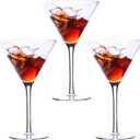 Baclife Handblown Crystal Martini Glasses Set of 3-9.5 oz Coupe Glass Set with Stem - Elegant Cocktail Glasses for Bar, Margarita, Cosmopolitan, Manhattan, Gimlet - Unique Gift for Mother’s Day