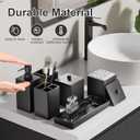 Black Bathroom Accessories Set Resin 6PCS, Square Toothbrush Holders Set Complete with Soap Dispenser, Vanity Tray, Tumbler, Cups and Cotton Swab Jars for Counter, Sink or Small Spaces