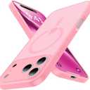 2 x Magnetic Shockproof for iPhone 17 Pro Max Case,Upgrade[Camera Protection][Compatible with Magsafe][Non-Slip][Mil-Grade Protection] Slim Translucent Matte Phone Case for iPhone 17 Pro Max,Pink
