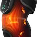 Cordless Knee Massager with Heat, Heating Pad for Knee Shoulder Elbow, Heated Knee Brace for Arthritis, Knee Heating Pad Wrap with 6 Heating Levels, 3 Massage Modes&Timer (Black)
