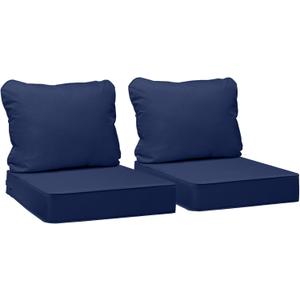AAAAAcessories Outdoor Seat Cushions for Chairs, Fade-Resistant, Waterproof Patio Furniture Replacement Cushions, 24" x 24" x 5" + 24" x 19", Set of 2, Navy Blue