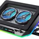 RGB Gaming Laptop Cooling Pad with Two Turbo Fan, Rapid Cooling for 15.6-19.3" Laptops, Variable Speed Control, 6 Adjustable Heights A5 (RGB (4-Hub))