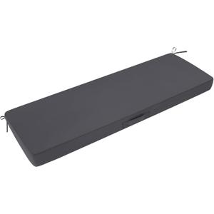 SHACOS Outdoor Bench Cushions 48 x 16 x 3.2 Inch Thick Bench Cushion, Waterproof Fade-Resistant Removable Cover with Ties Piping Edge, Bench Seat Cushions for Swing Patio Porch Furniture, Dark Gray