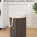 SETVSON 34.3 Gal (130 L) Large Laundry Hamper Laundry Basket Round Handwoven Wicker Laundry Baskets Rattan Laundry Basket with Removable Bag Handles 2 Mesh Bags for Living Room Bedroom Gray (No Lid)